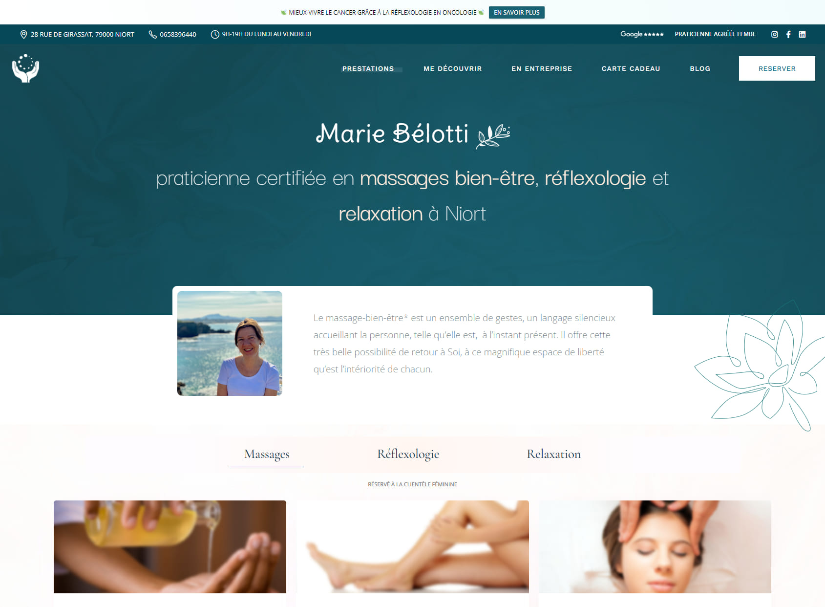 Marie Bélotti - Relaxologue - Massage bien-être et réflexologie - NIORT -