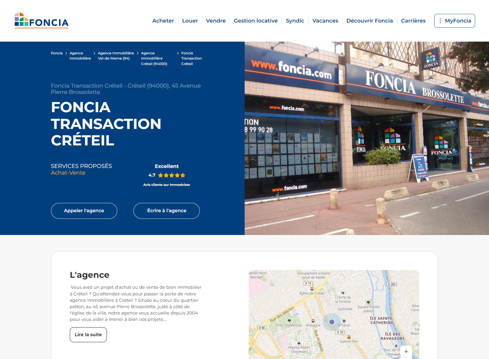 FONCIA | Agence Immobilière | Achat-Vente | Créteil | Avenue Pierre Brossolette