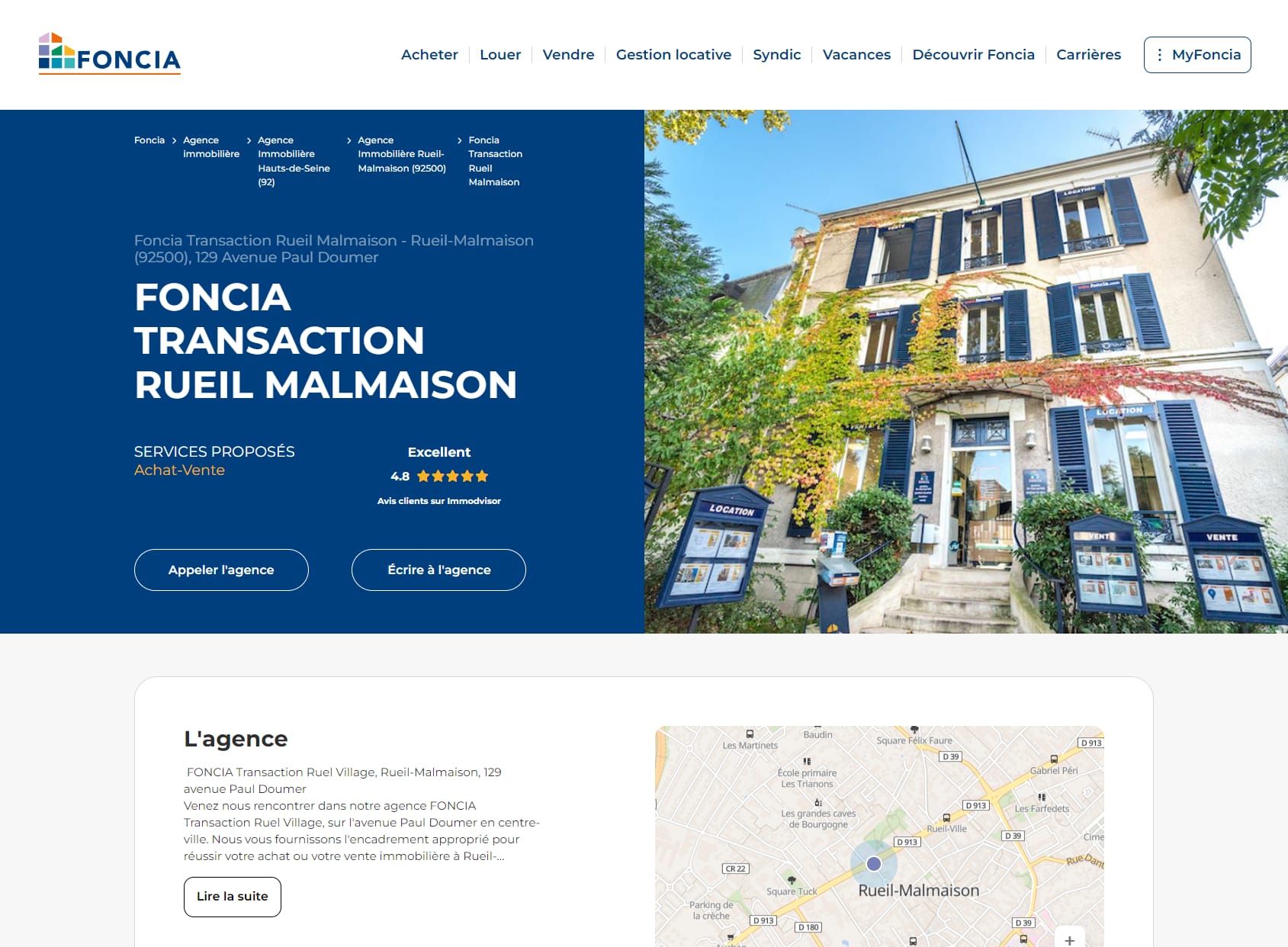 FONCIA | Agence Immobilière | Achat-Vente | Rueil-Malmaison | Avenue Paul Doumer