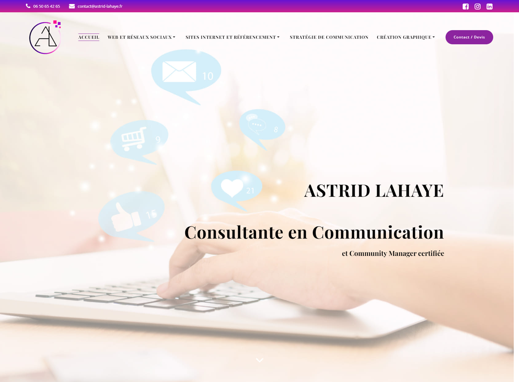 ASTRID LAHAYE - Community Manager, Formations Réseaux Sociaux, Création Sites Internet
