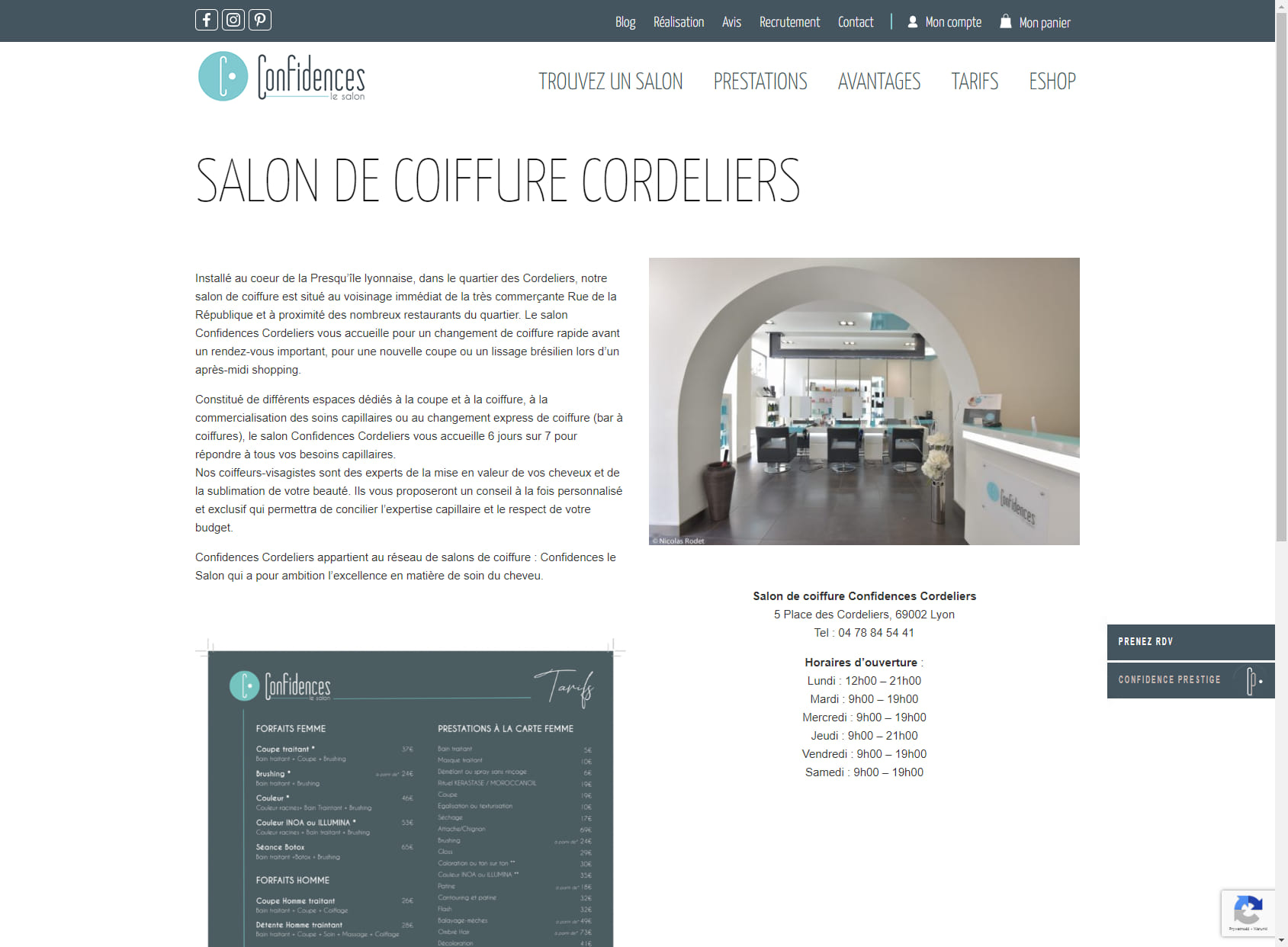 Confidences Le salon - Cordeliers -lyon 2 -coiffure