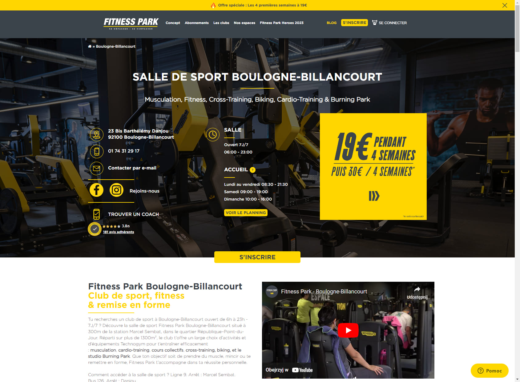 Salle de sport Boulogne-Billancourt - Fitness Park