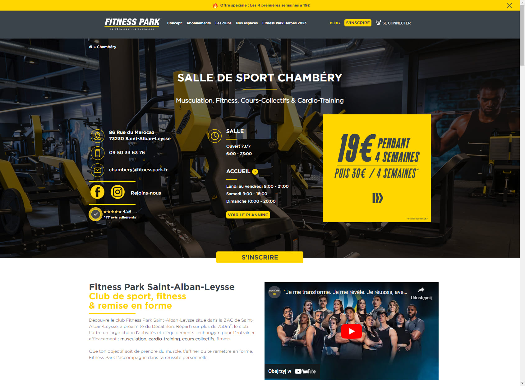 Salle de sport Saint-Alban-Leysse - Fitness Park
