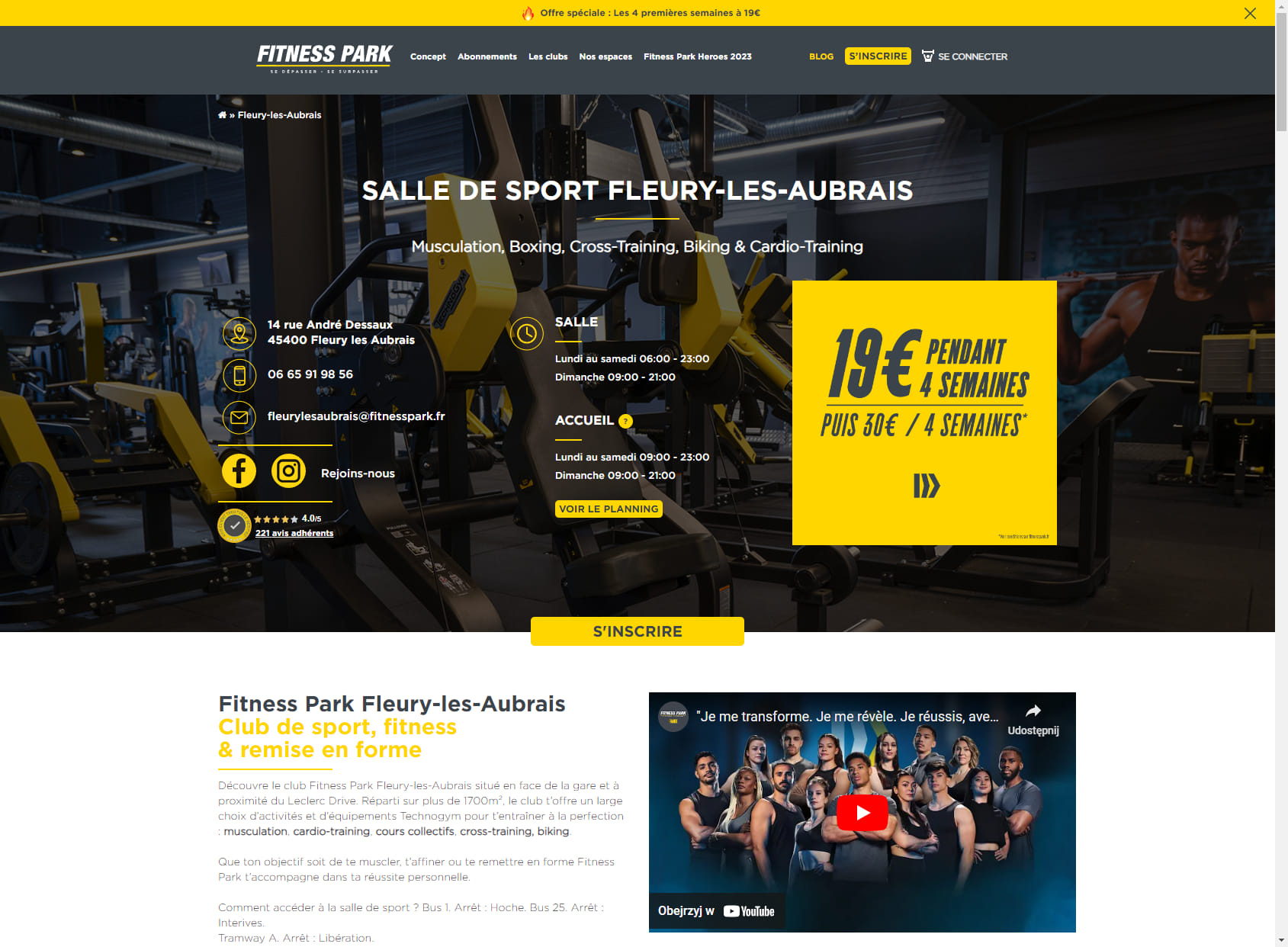 Salle de sport Fleury-les-Aubrais - Fitness Park