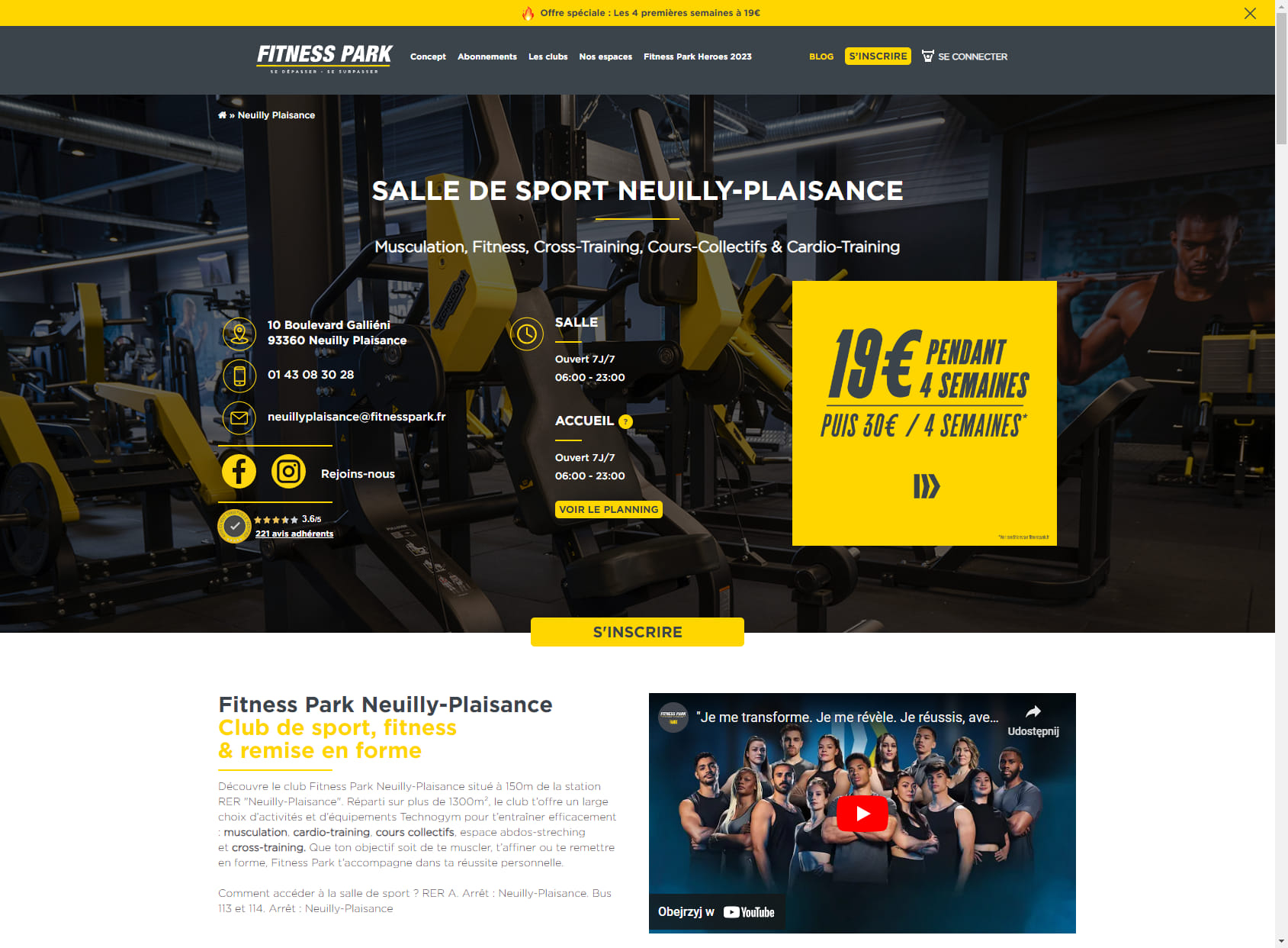 Salle de sport Neuilly-Plaisance - Fitness Park