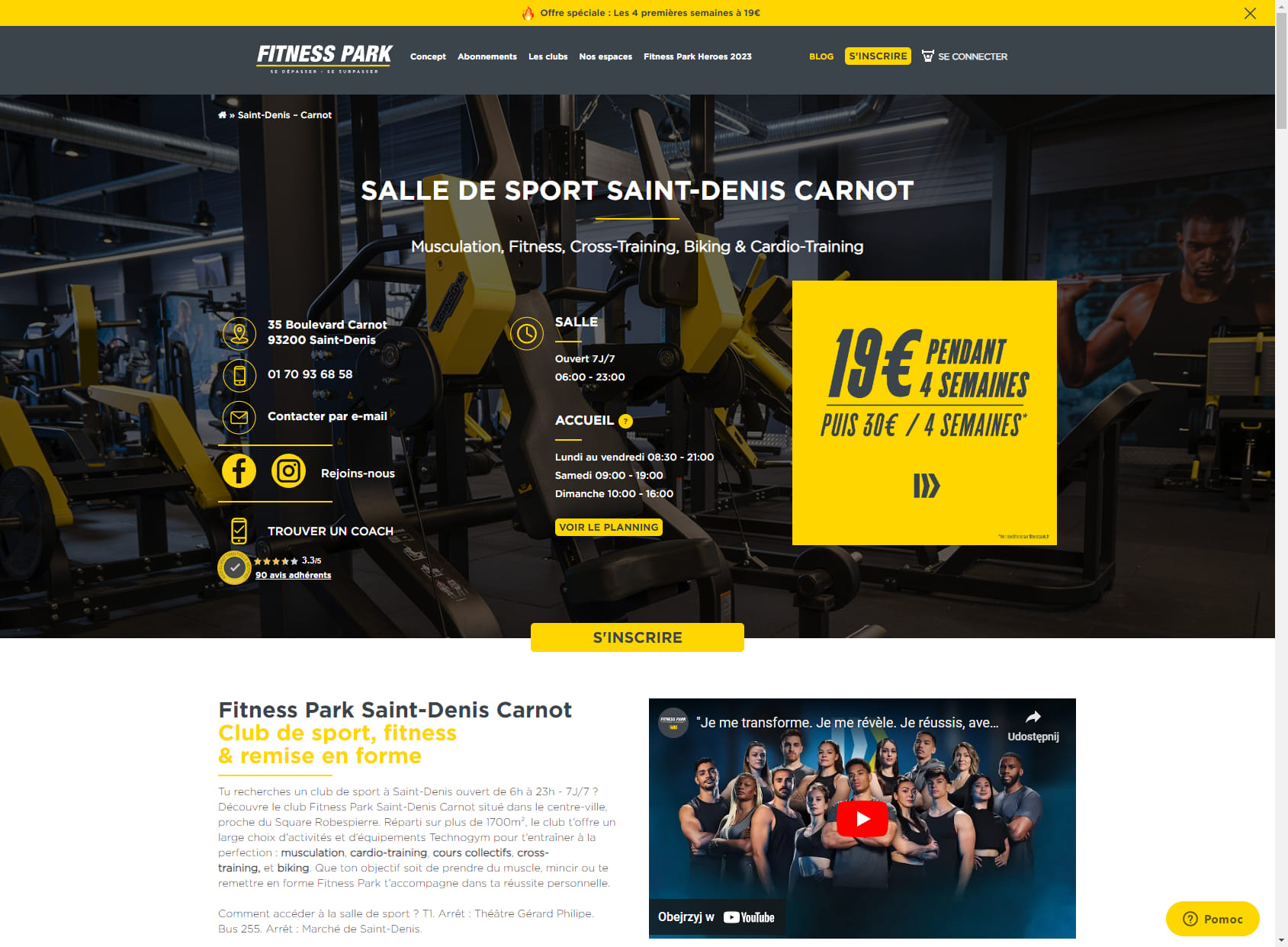 Salle de sport Saint-Denis - Fitness Park Carnot