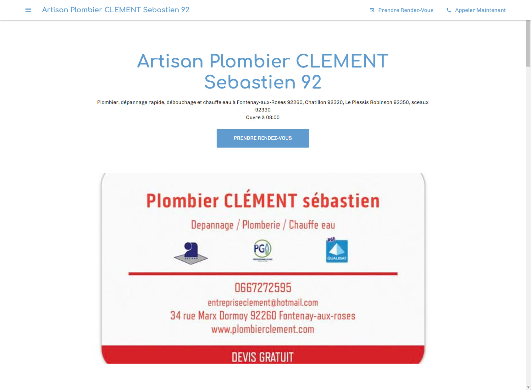 Artisan Plombier CLEMENT Sebastien 92